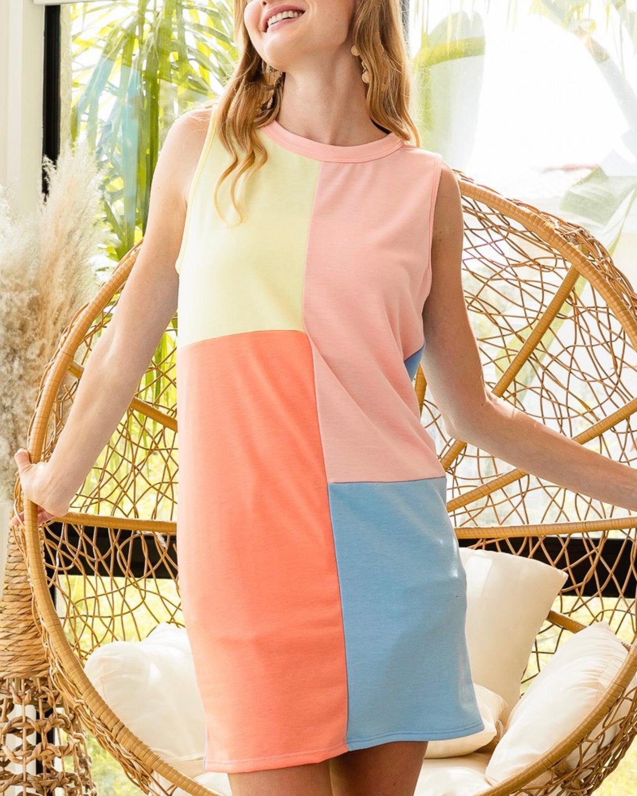 French Terry Color Block Dress