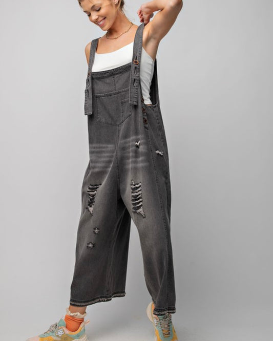 Washed Denim Overalls