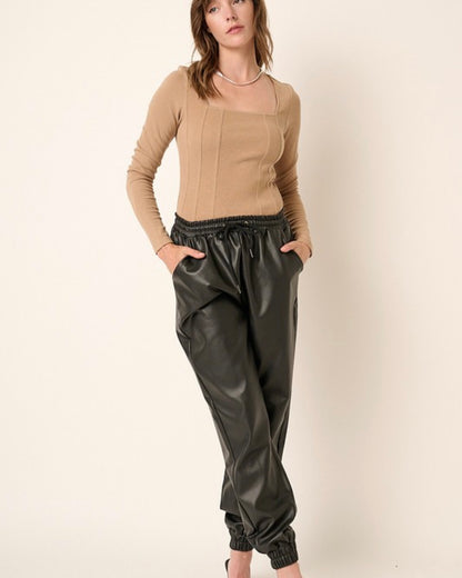 Faux Leather Joggers