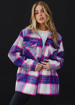 Blue, Pink & White Plaid Jacket