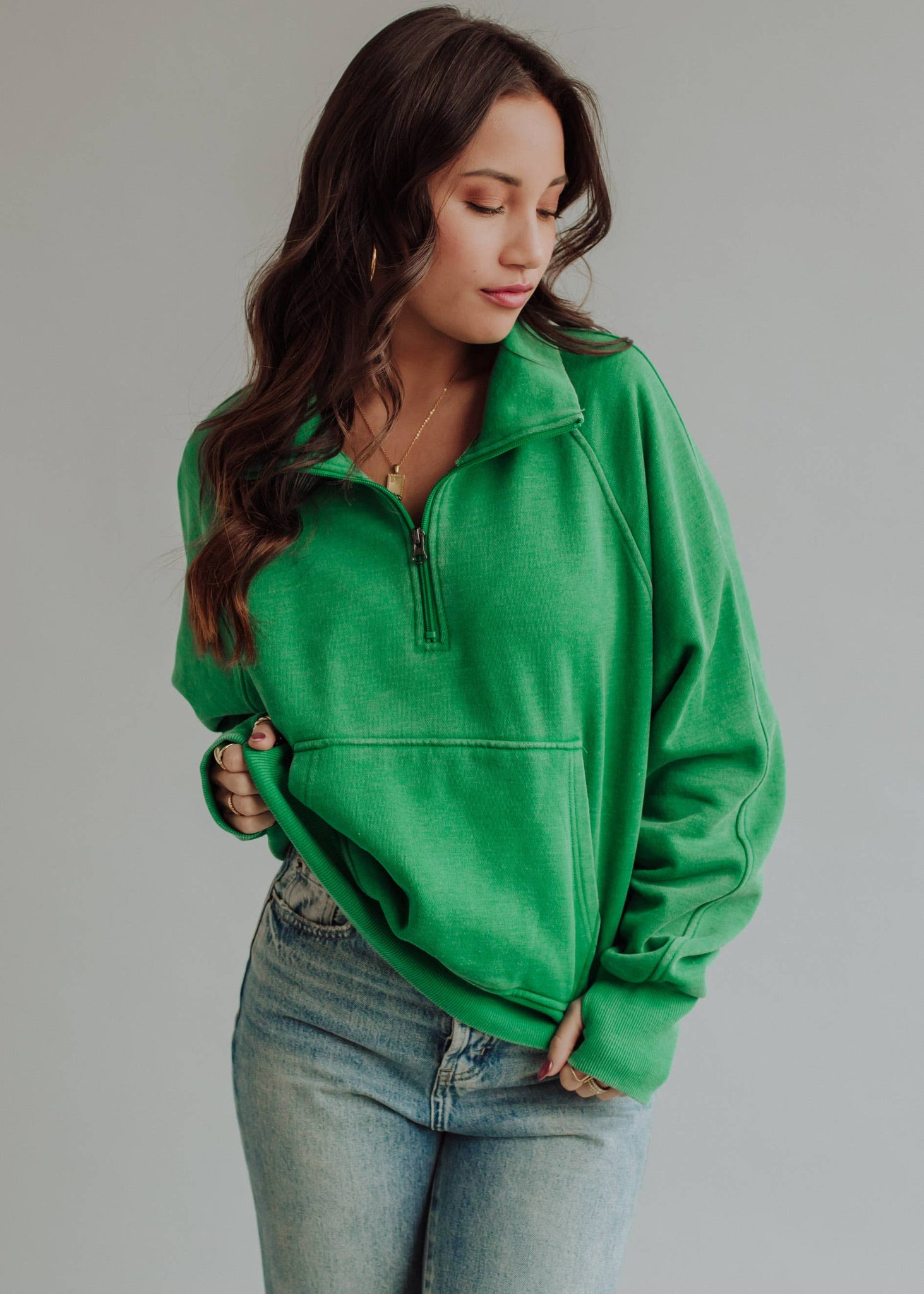 Green Quarter Zip Sweatshirt