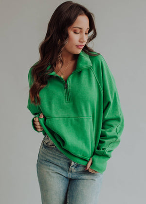 Green Quarter Zip Sweatshirt