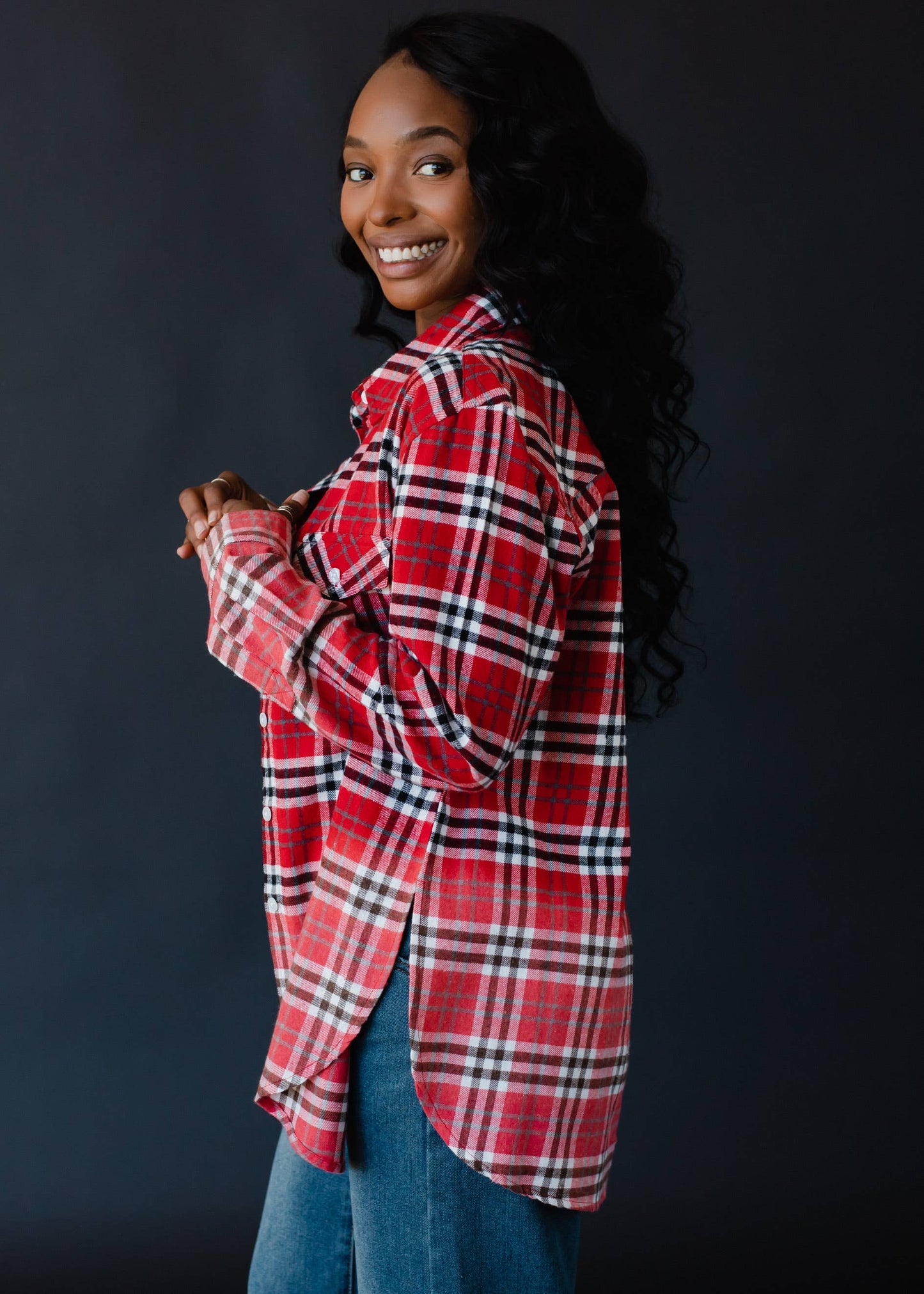 Lt. Red, White & Black Plaid Flannel