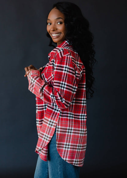 Lt. Red, White & Black Plaid Flannel