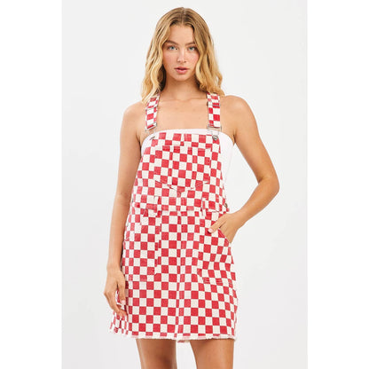 Game Day Checkered Overall Mini Dress