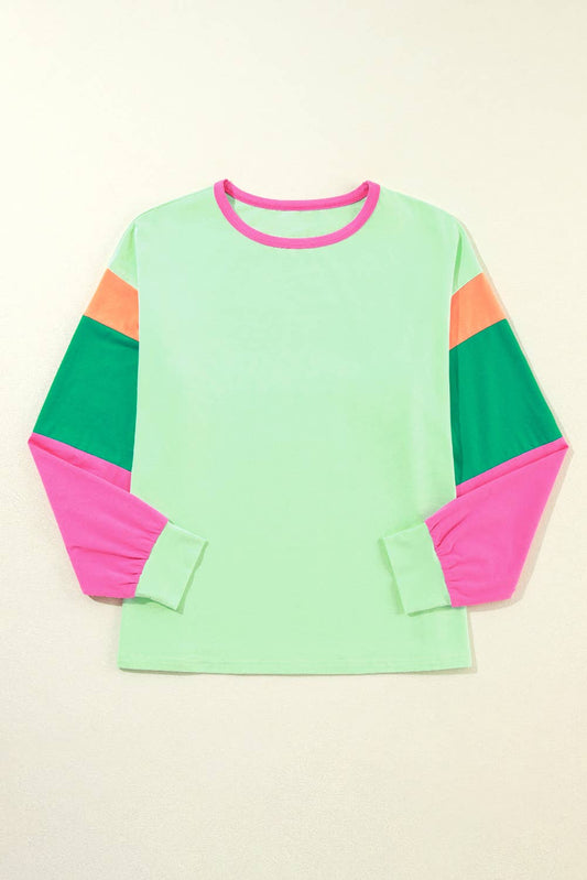 Colorblock Patchwork Long Sleeve Top