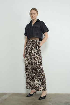 SATIN ANIMAL PRINT PANTS