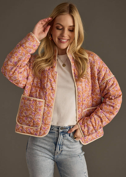 Orange, Puple & Cream Quilted Jacket