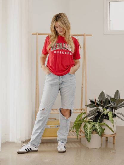 Nebraska Huskers Camo Filled Red Tee