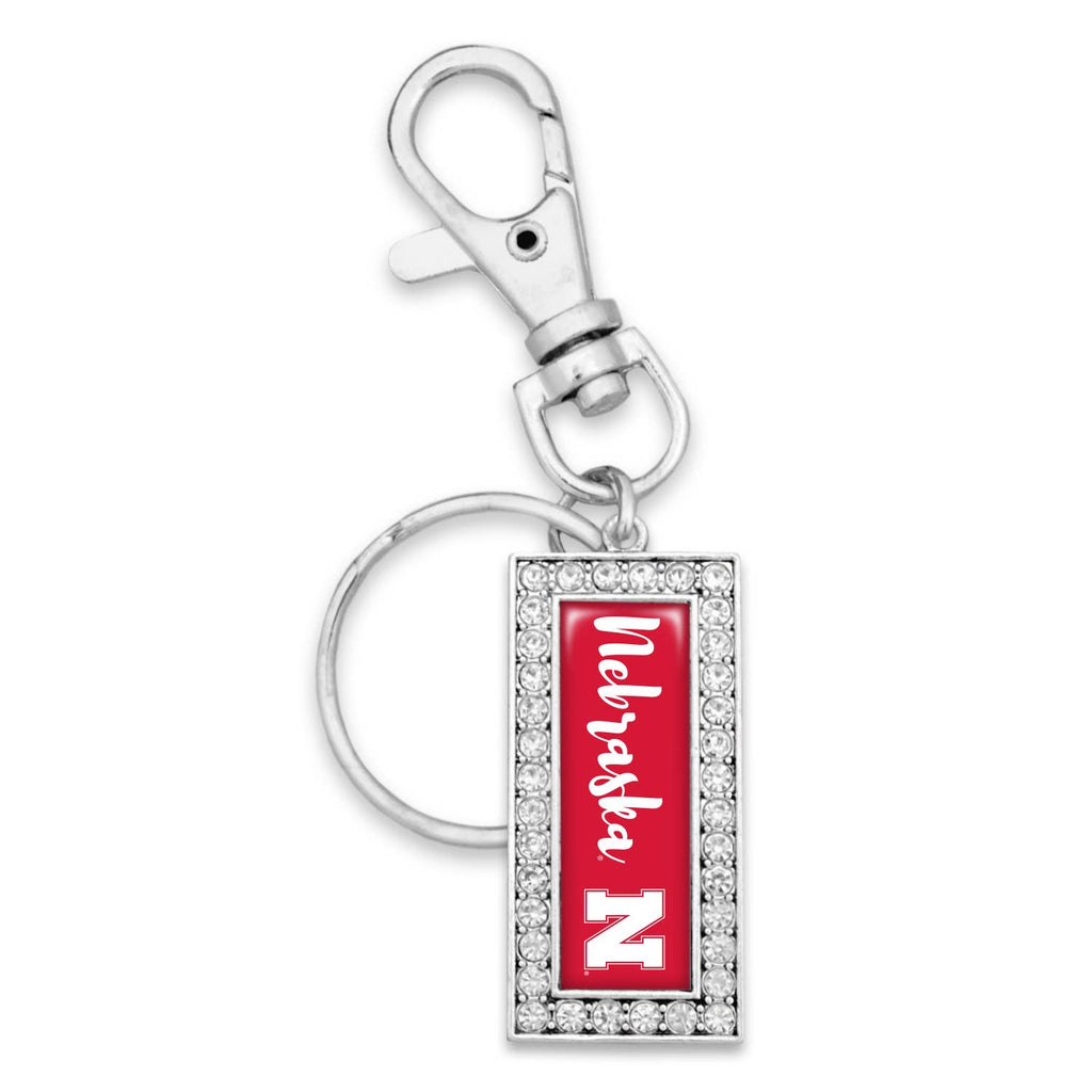 Nebraska Cornhuskers  Crystal Rectangle Key Chain