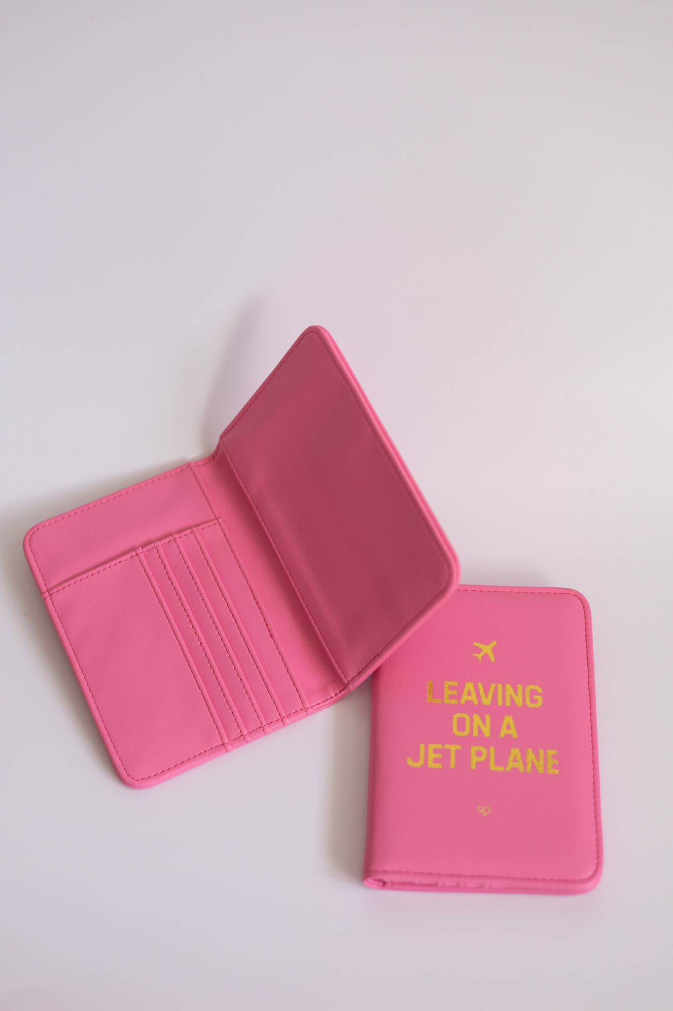 Leaving On A Jet Plane Passport Cover Wallet Pink