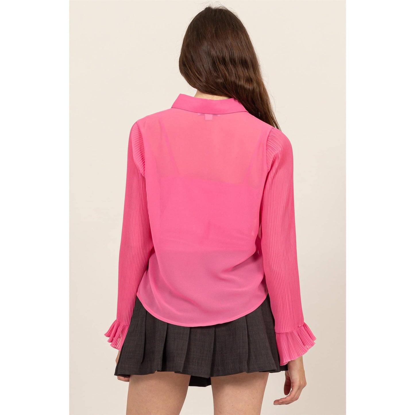Bell Sleeve Blouse With Lining: PINK