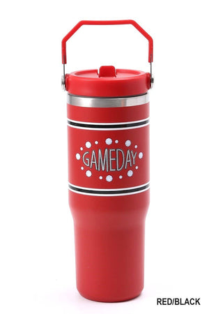 GAME DAY 30OZ STAINLESS STEEL FLIP STRAW TUMBLER