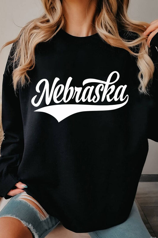 Nebraska Puff Graphic Sweatshirt Black