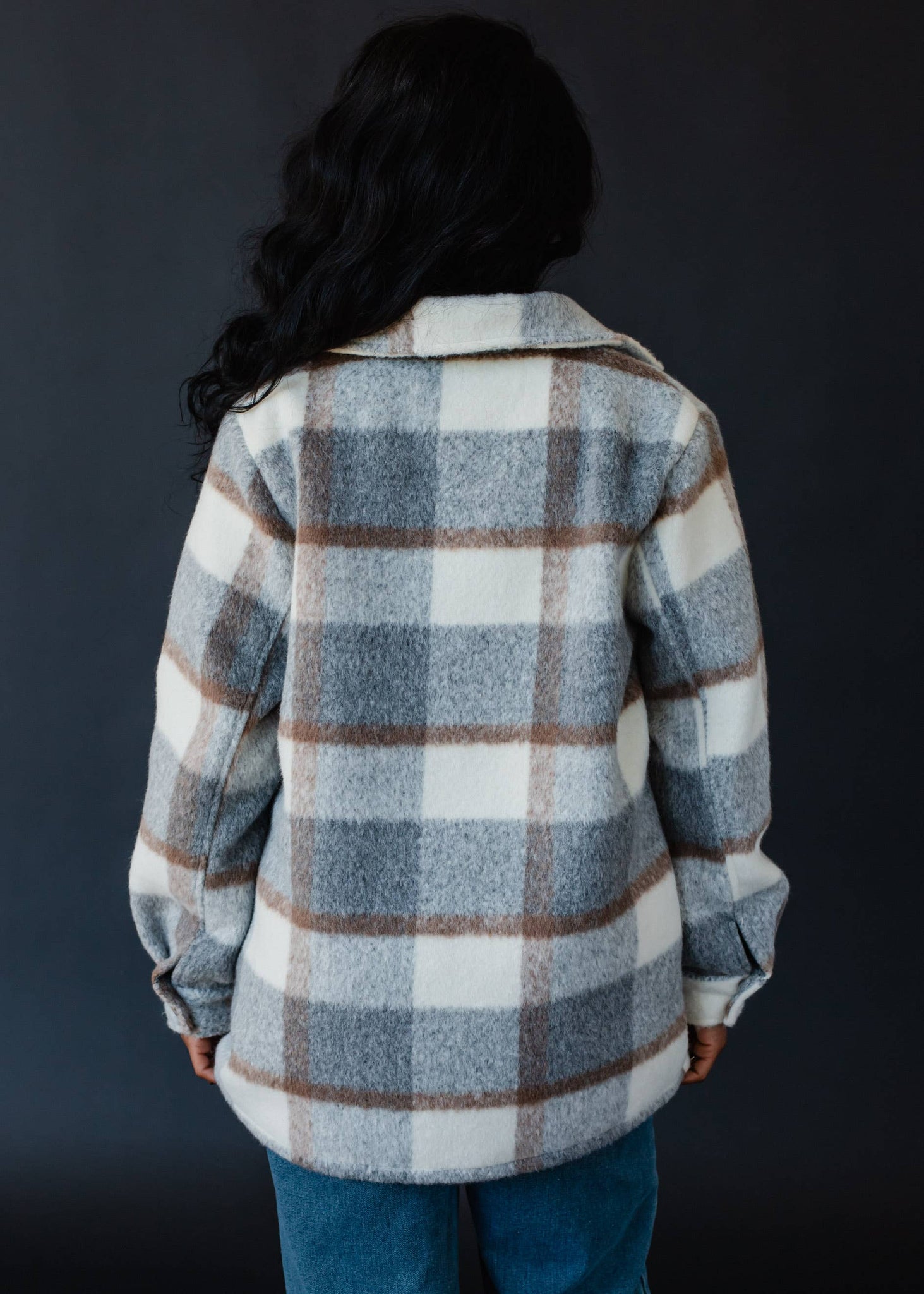 Gray, Brown & Cream Plaid Jacket