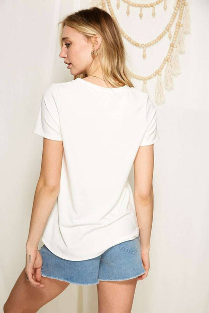 RIB KNIT V NECK TOP