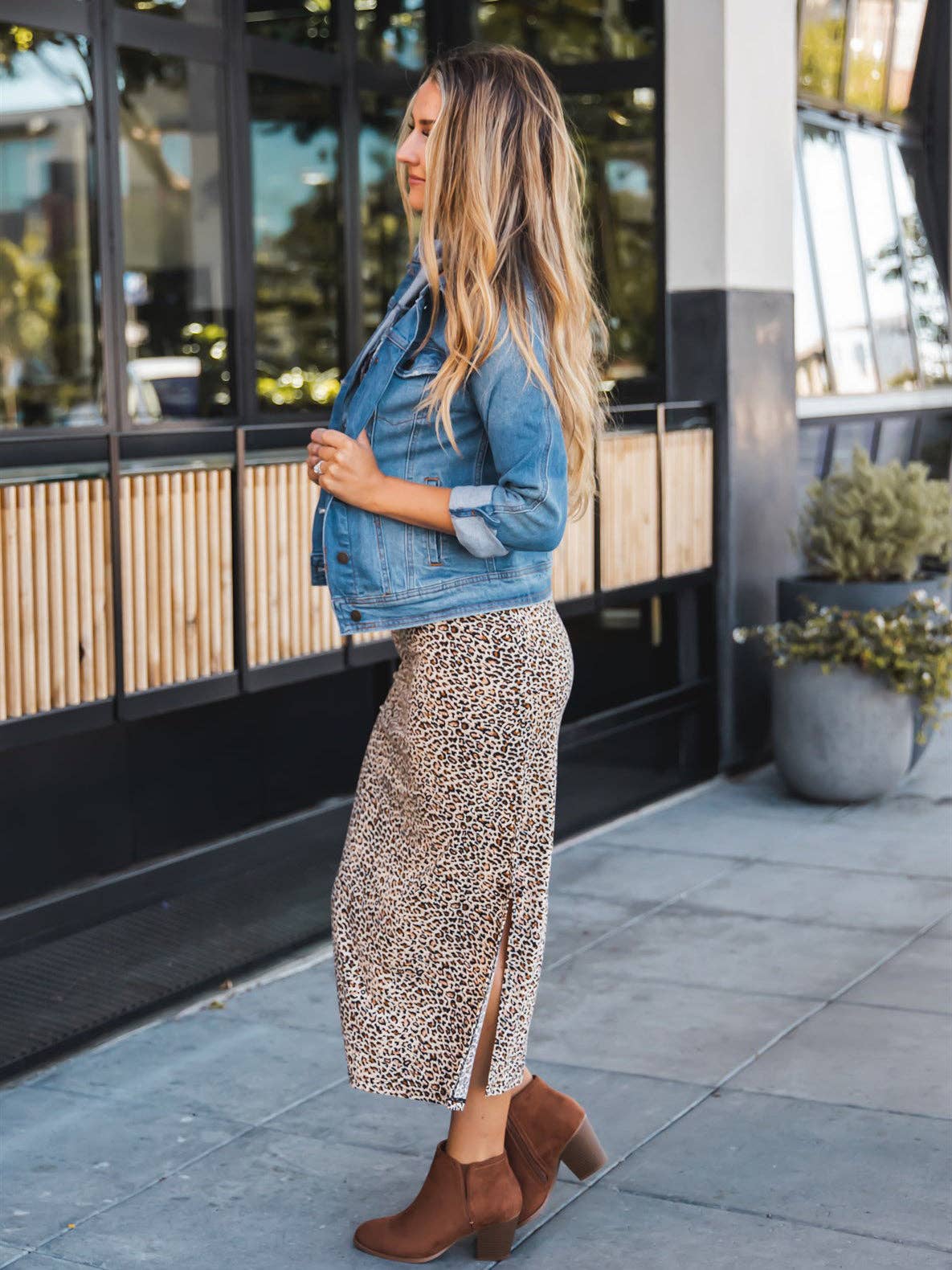 Cheetah Print Midi Skirt