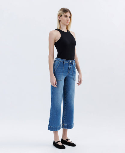 HR Crop Wide Leg Utility Jean