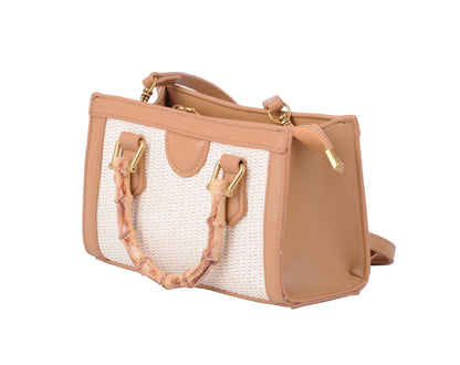 Bamboo Handle and Raffia Body Bag