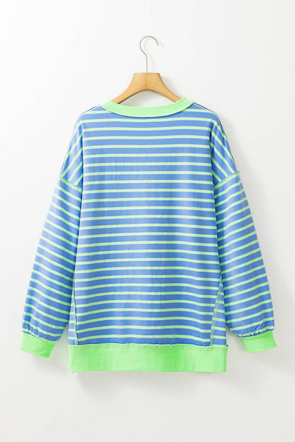 Stripe High Low Long Sleeve Sweatshirt