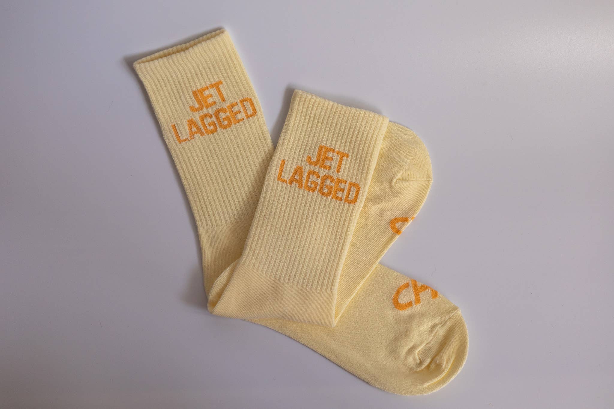 Jet Lagged Ribbed Crew Socks