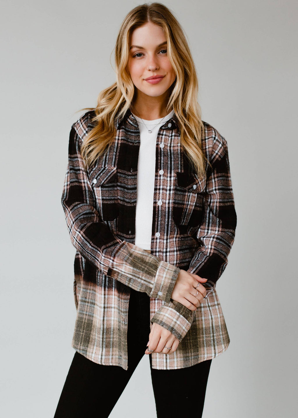 Black, Brown & White Plaid Flannel