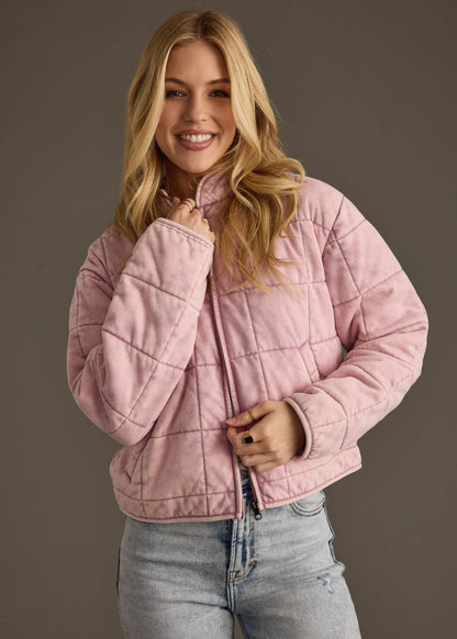Dusty Pink Washed Quilted Jacket