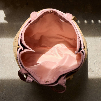 Quilted Tote Bag with Woven Texture: Pink