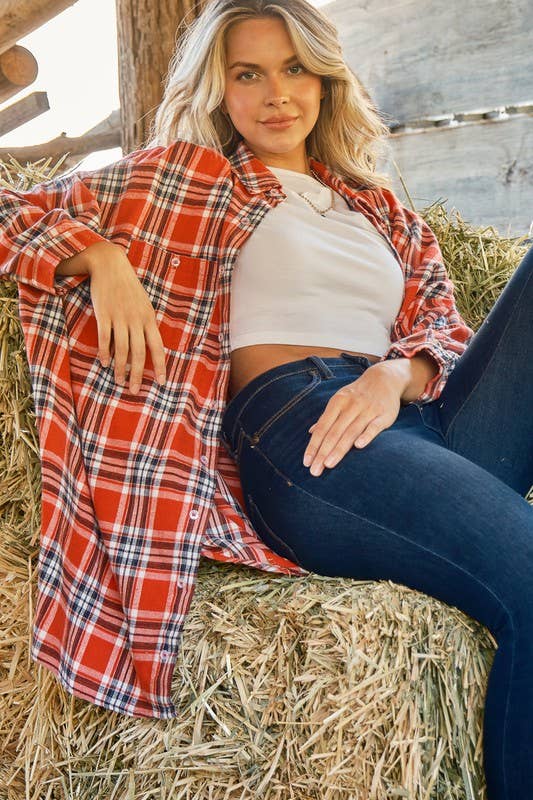 Plaid Oversized Boxy Button Down Shirt