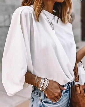 Boat Neck Puff Sleeve Blouse