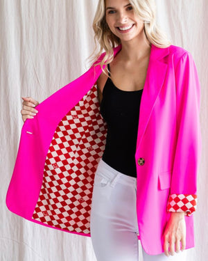 Checkered Out Lined Blazer