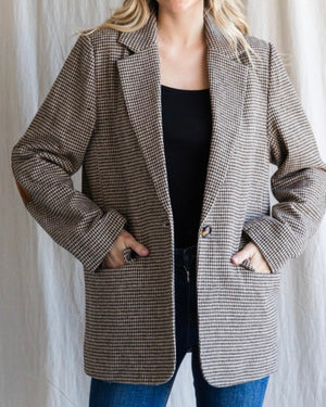 Houndstooth Blazer with Elbow Patches