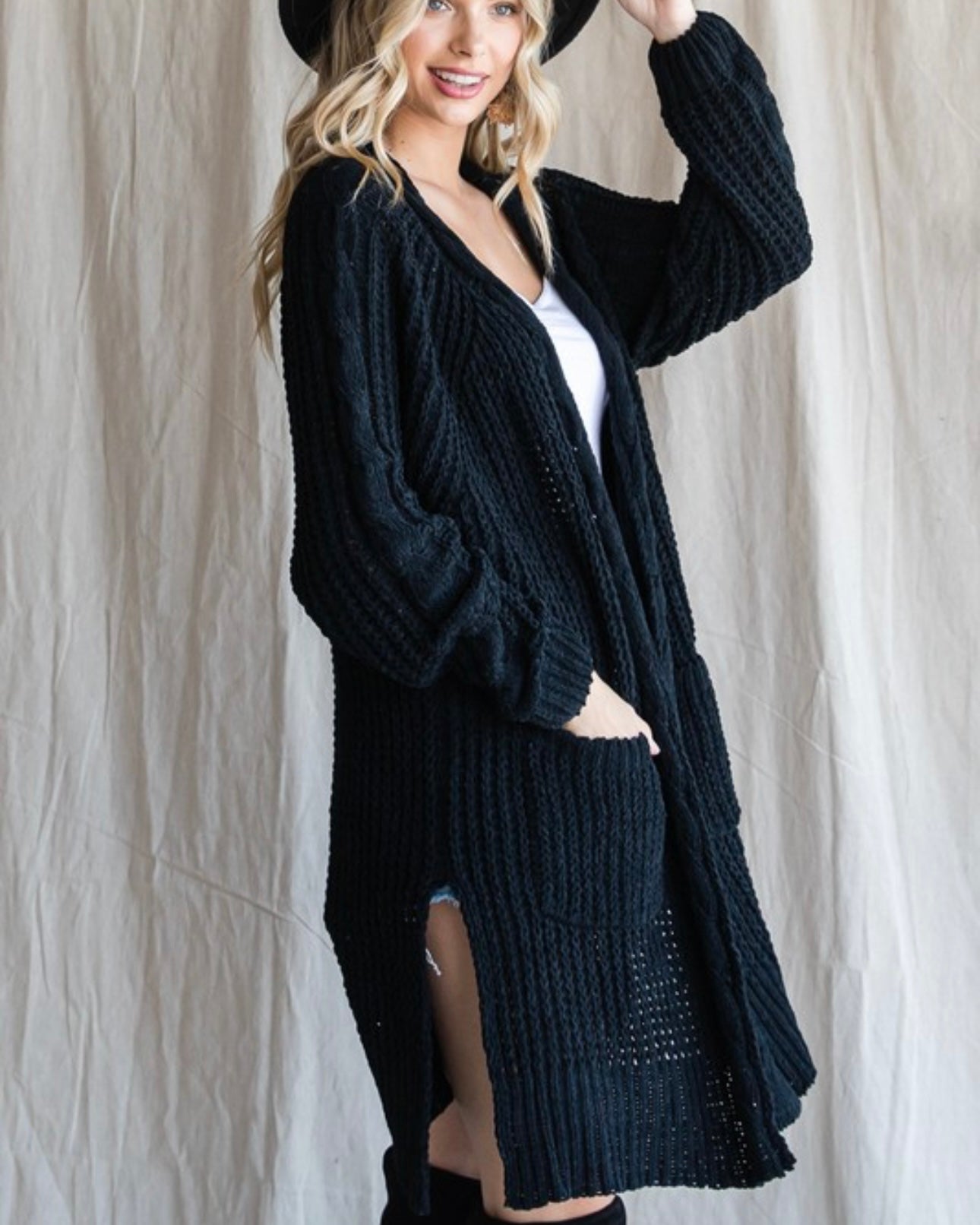 Velour Cardi with Pockets