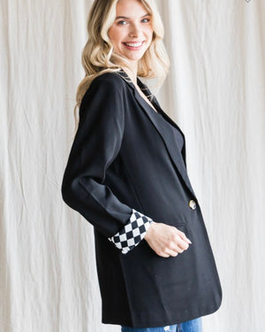Checkered Out Lined Blazer