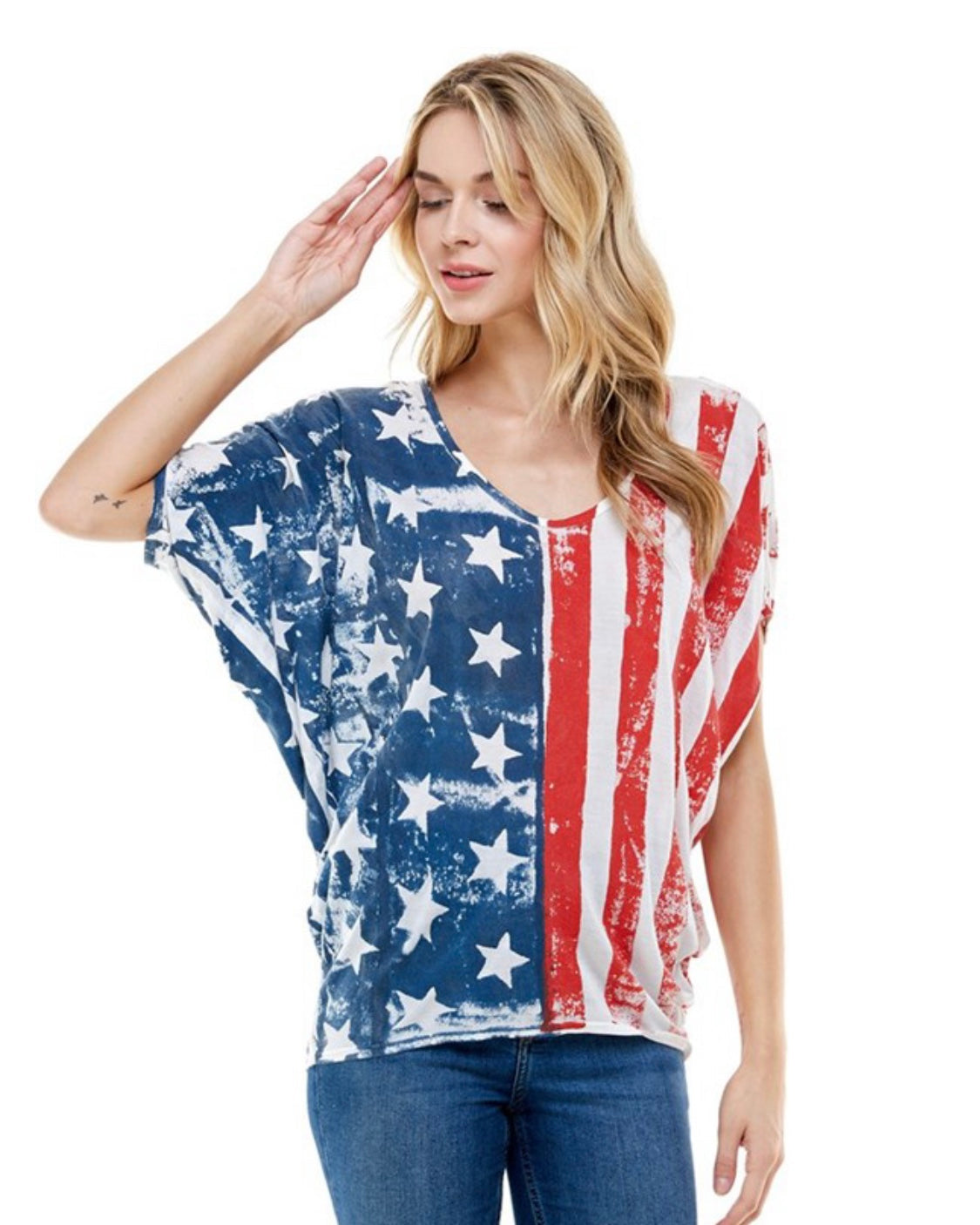 American Flag Dolman Top