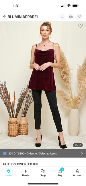 Glitter Cowl Top