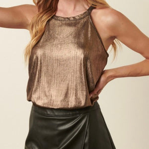 Metallic Halter Top