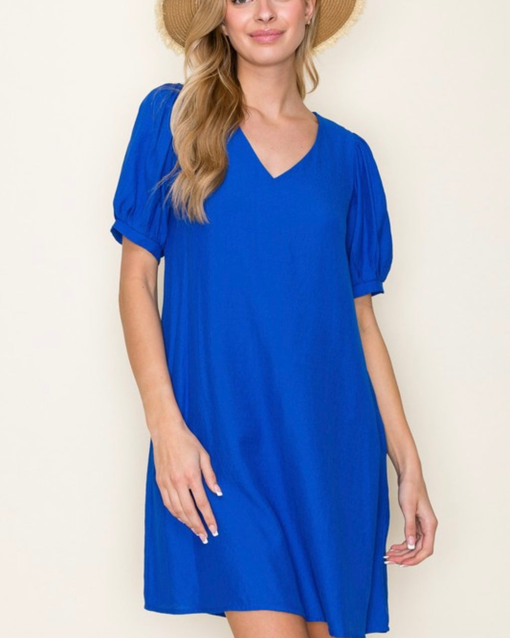 Puff Sleeve Dress in Royal