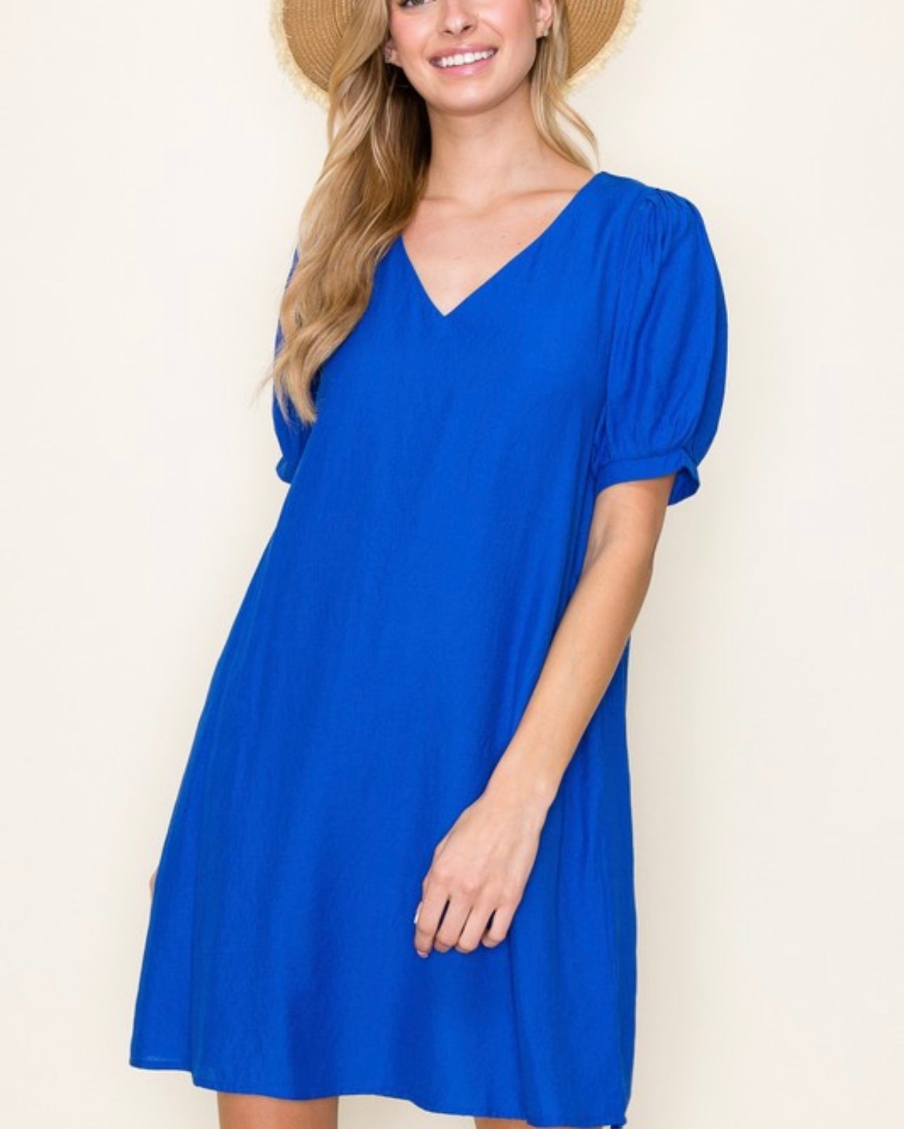 Puff Sleeve Dress in Royal